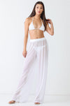 White Mesh Material Sheer High Waist Pants/Cover Up