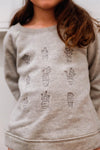 Girls Grey Cactus Embroidery Long Sleeve Sweater /1-2-1