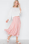 Peach Stripe High-Waist Midi Skirt /1-2-2-1 - Tasha Apparel Wholesale