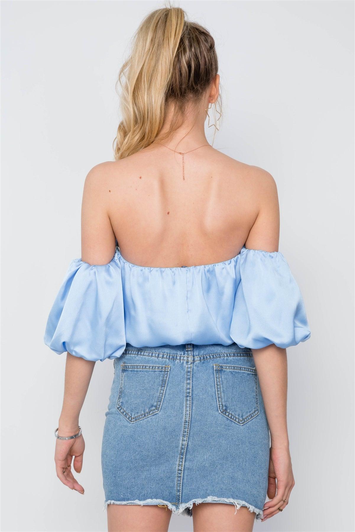 Blue Off-The-Shoulder Sweetheart Bodysuit /2-3