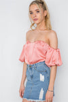 Peach Off-The-Shoulder Sweetheart Bodysuit