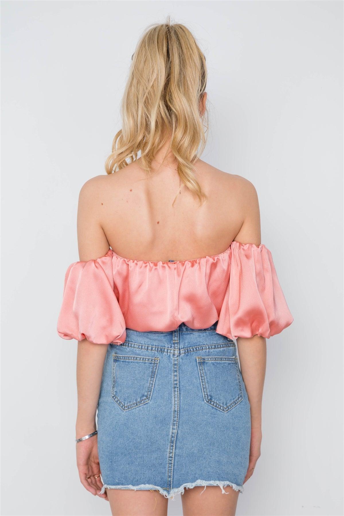 Peach Off-The-Shoulder Sweetheart Bodysuit /1-2-2