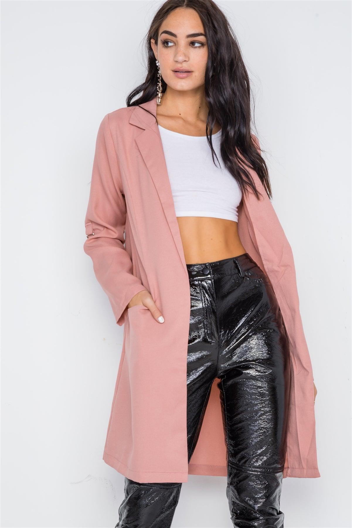 Blush Solid Long Sleeve Longline Jacket /2-2-2