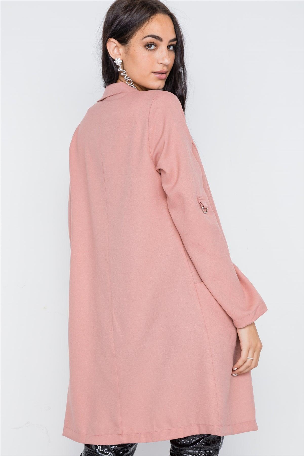 Blush Solid Long Sleeve Longline Jacket /2-2-2