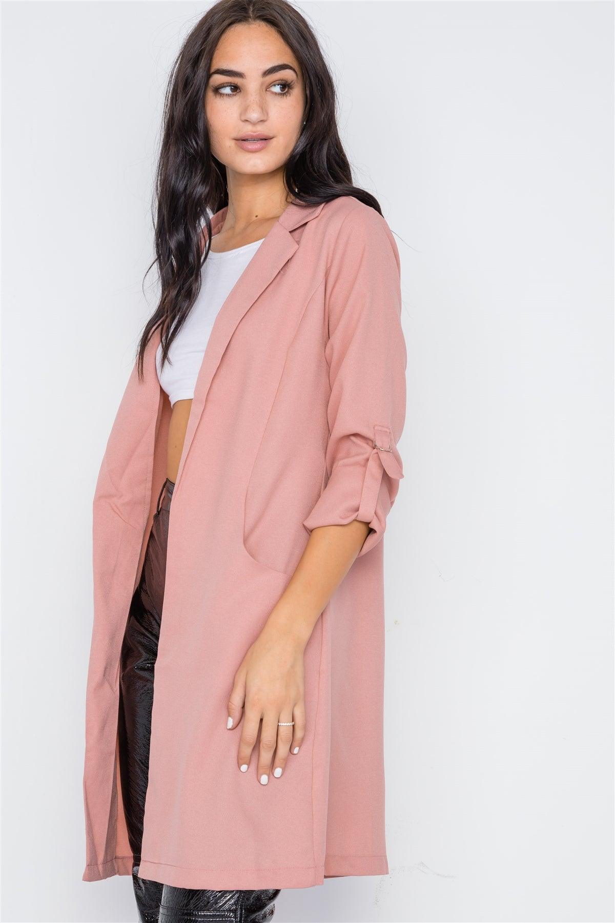 Blush Solid Long Sleeve Longline Jacket /2-2-2