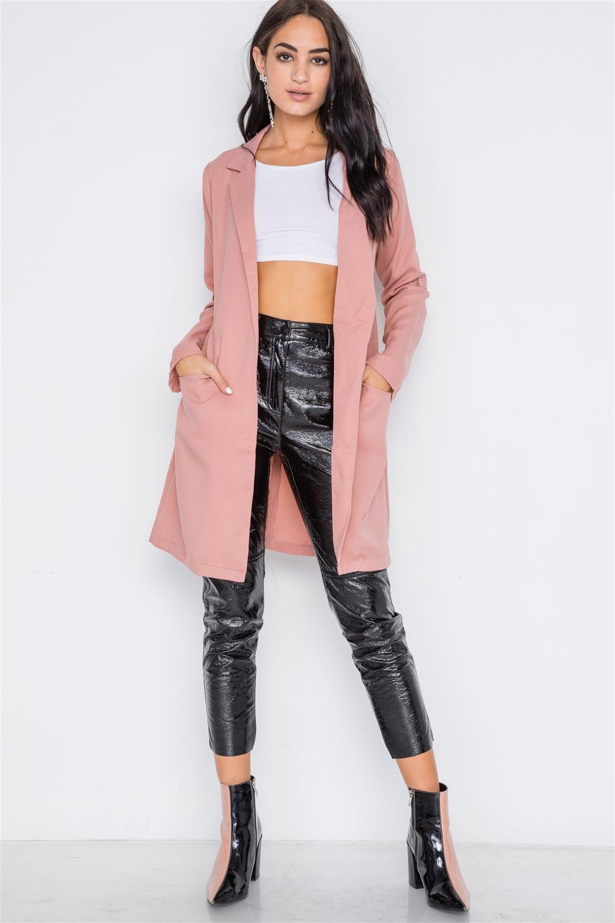 Blush Solid Long Sleeve Longline Jacket /2-2-2