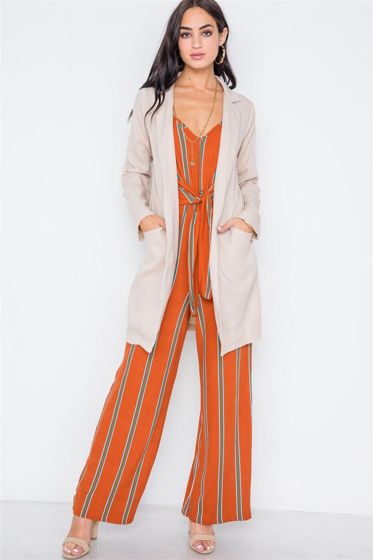 Sand Solid Long Sleeve Longline Jacket /2-2-2