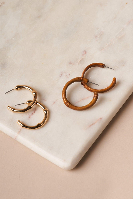 Bamboo Gold Small Bamboo Hoop Earrings /1 Pair