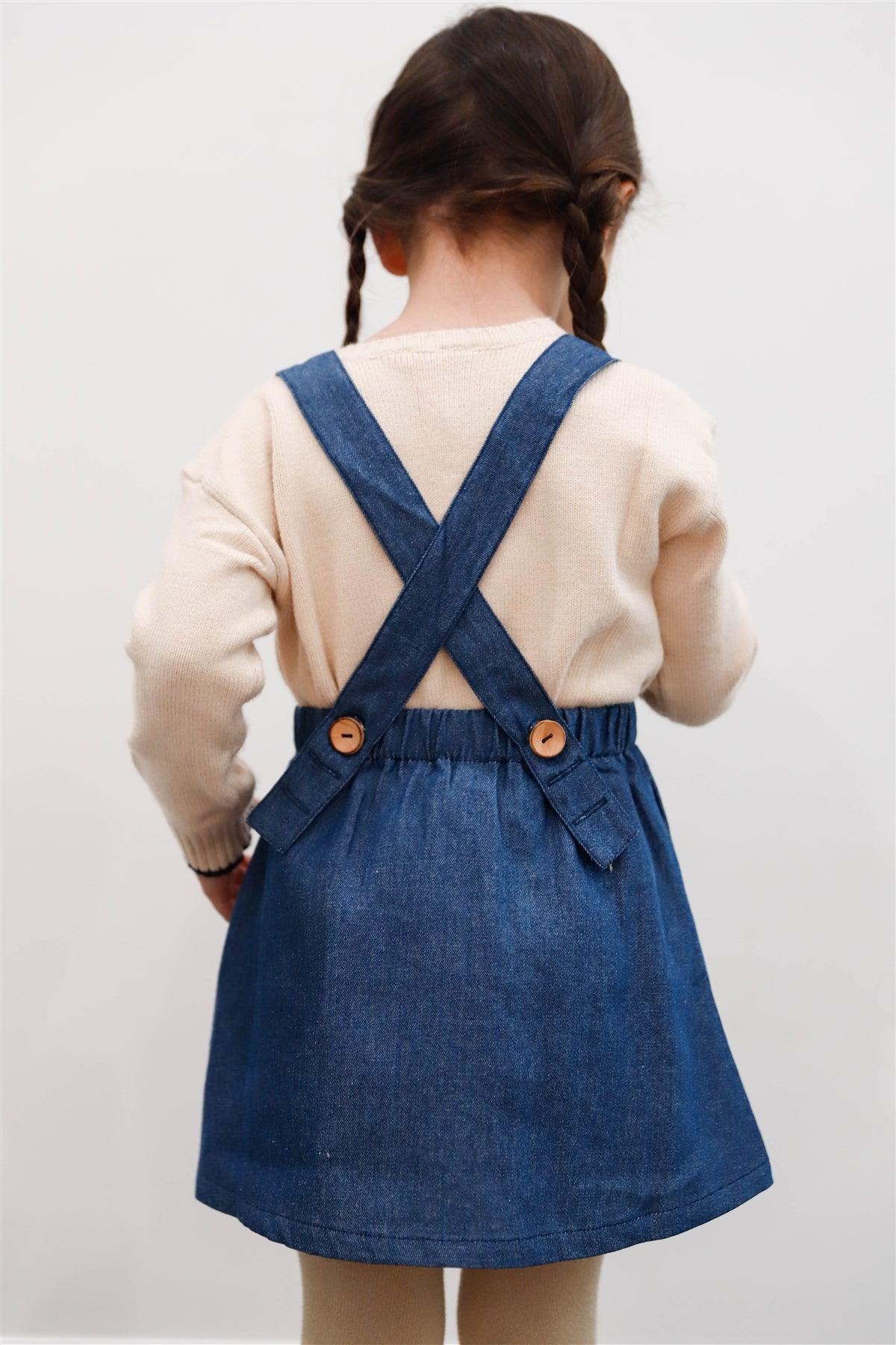 Toddler Girls Indigo Cotton Denim Crisscross Back Suspender Skirt /1-2-1