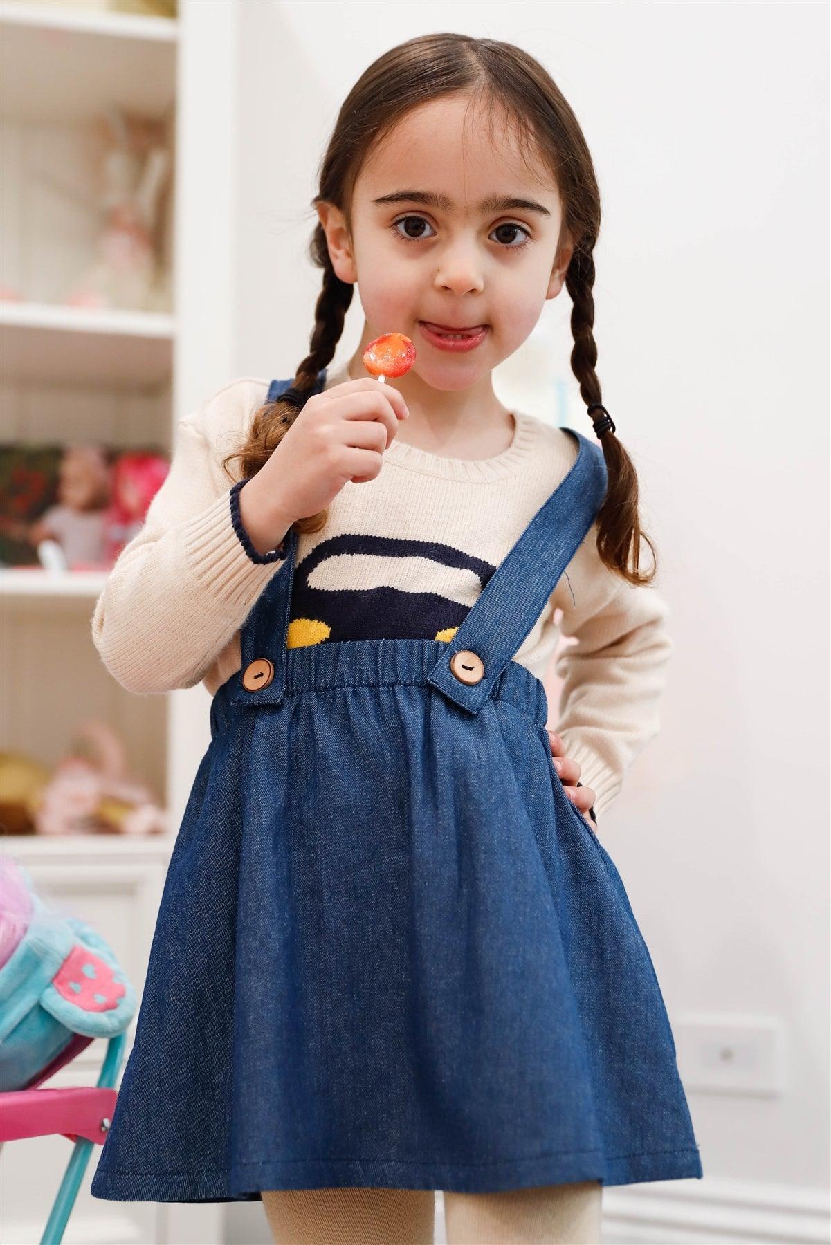 Toddler Girls Indigo Cotton Denim Crisscross Back Suspender Skirt /1-2-1