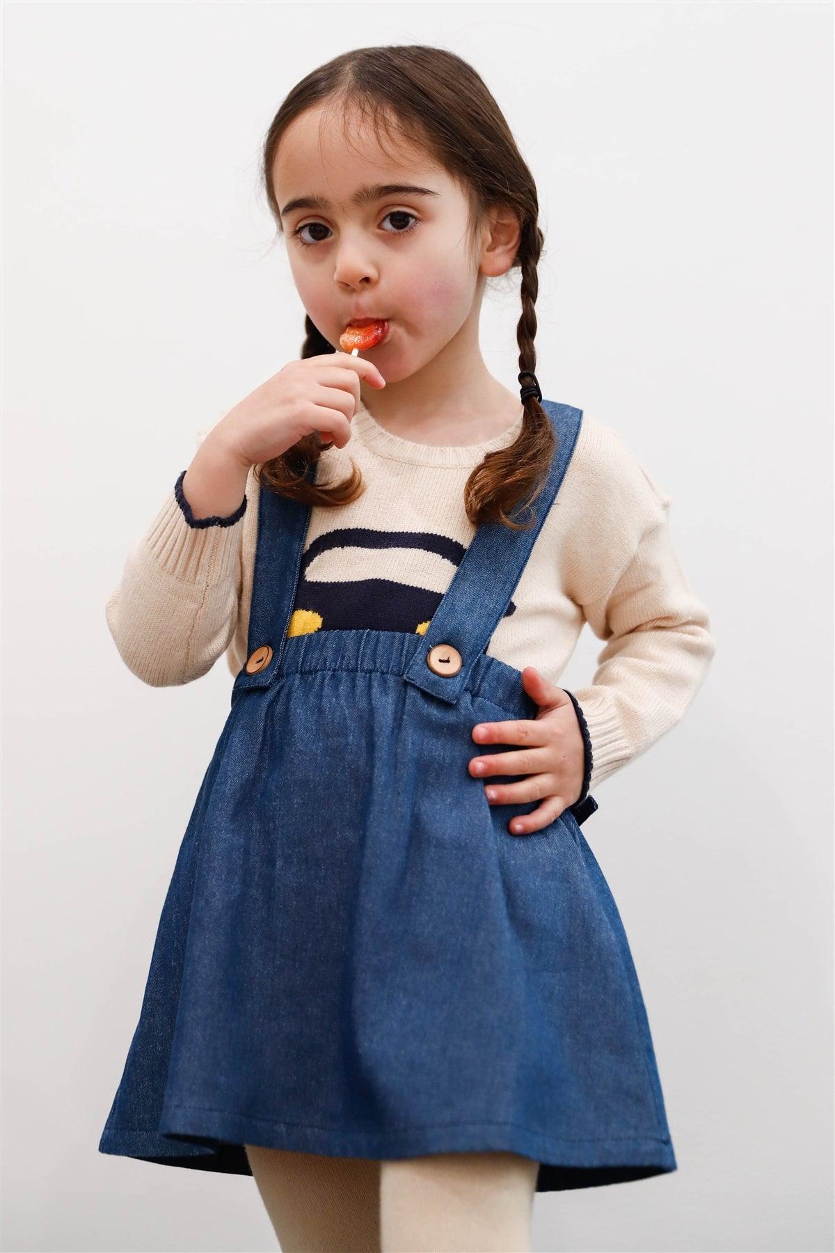 Toddler Girls Indigo Cotton Denim Crisscross Back Suspender Skirt /1-2-1