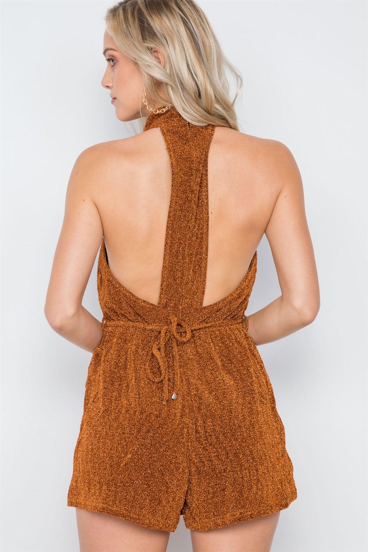 Rust Mock Neck Cami Evening Romper /1-3-3-1