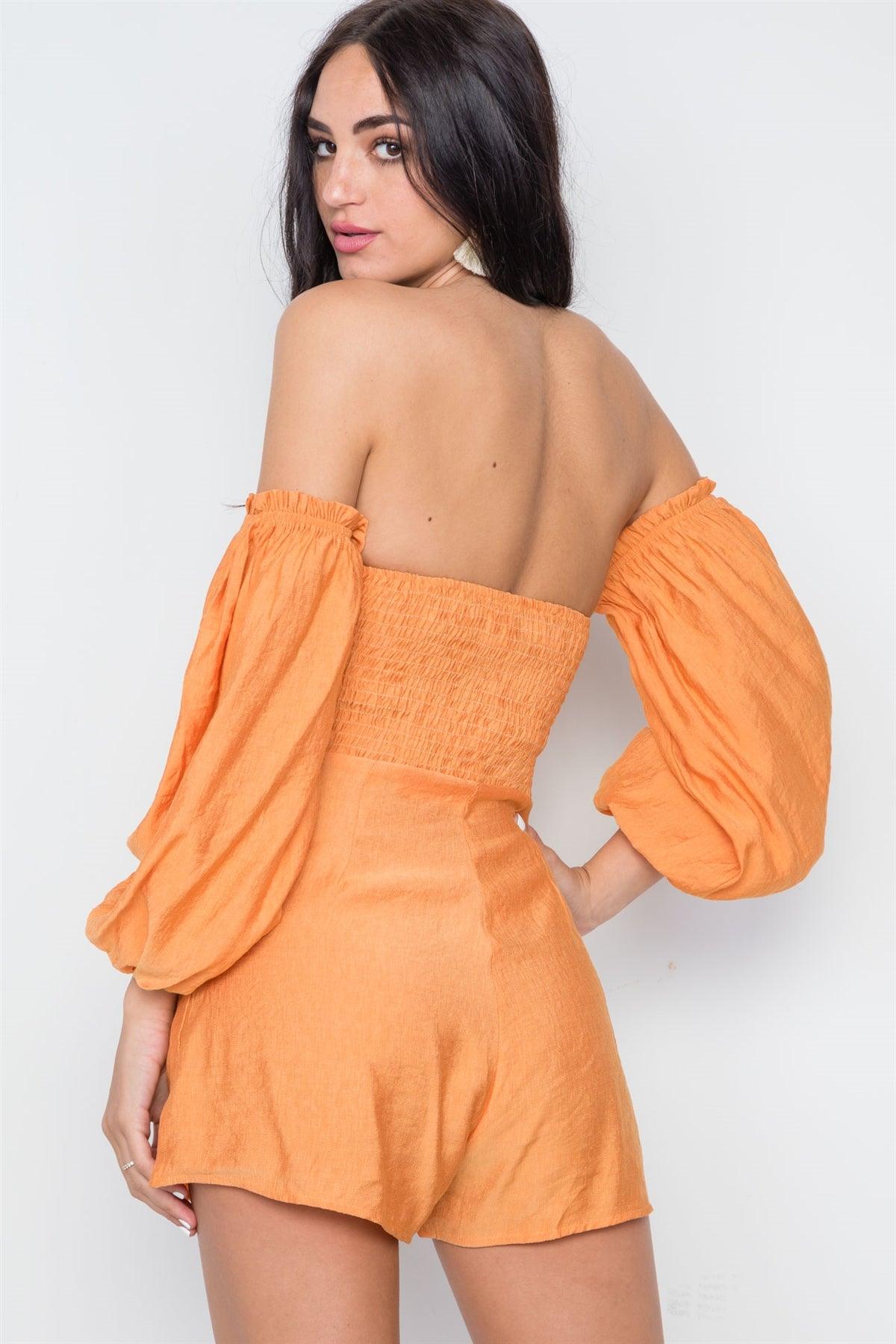 Mango Sweetheart Neckline Puff Sleeves Romper /3-2-1