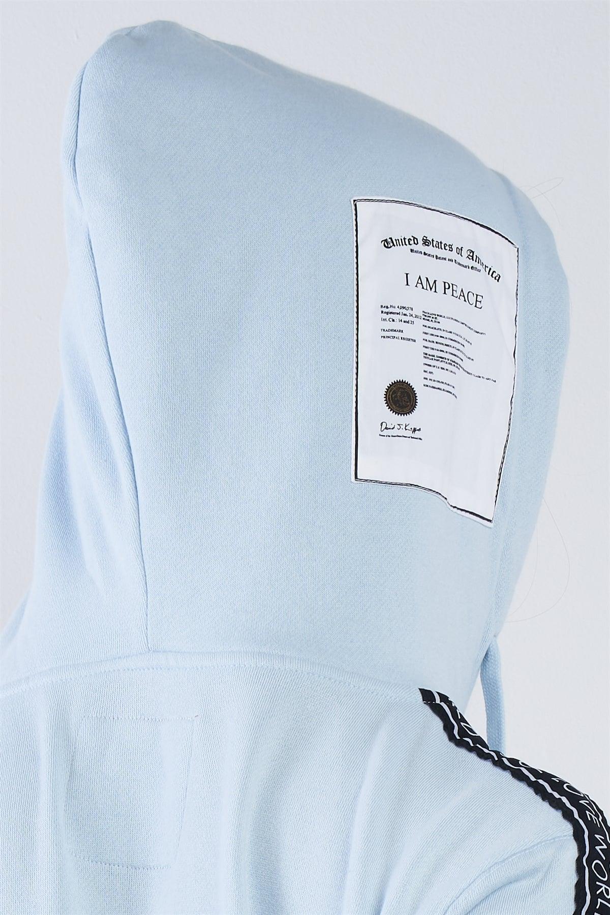 Baby Blue "I Am Peace, All Of Me" Graphic Long Sleeve Hoodie /2-2-2