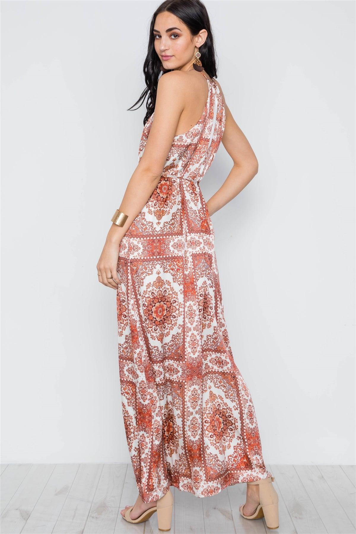 Cream Multi Paisley Print Cami Self Tie Maxi Dress /3-2-1