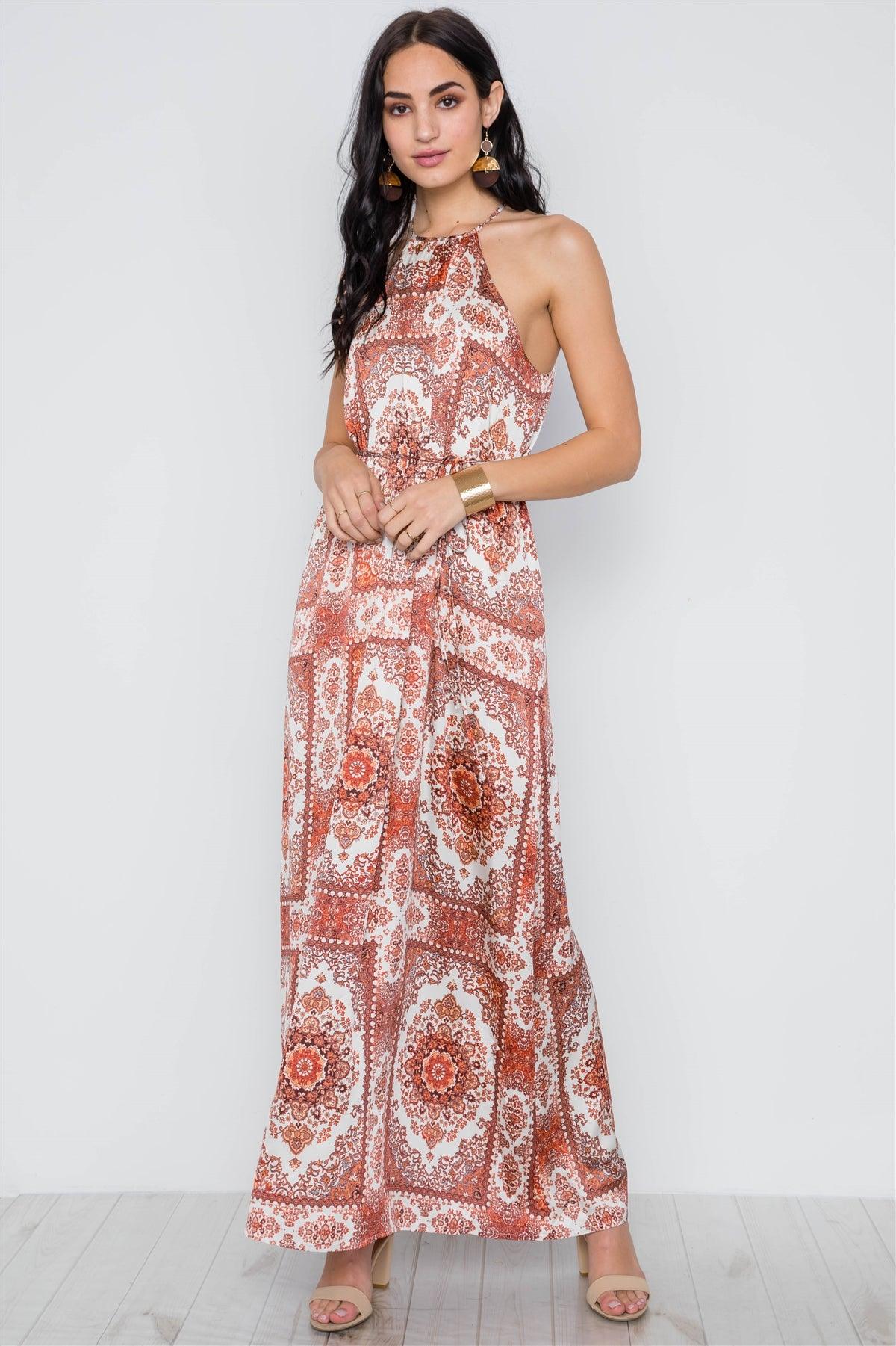 Cream Multi Paisley Print Cami Self Tie Maxi Dress /3-2-1