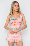 Peach Tie Dye Cami Self Tie Boho Romper /1-1-2-1