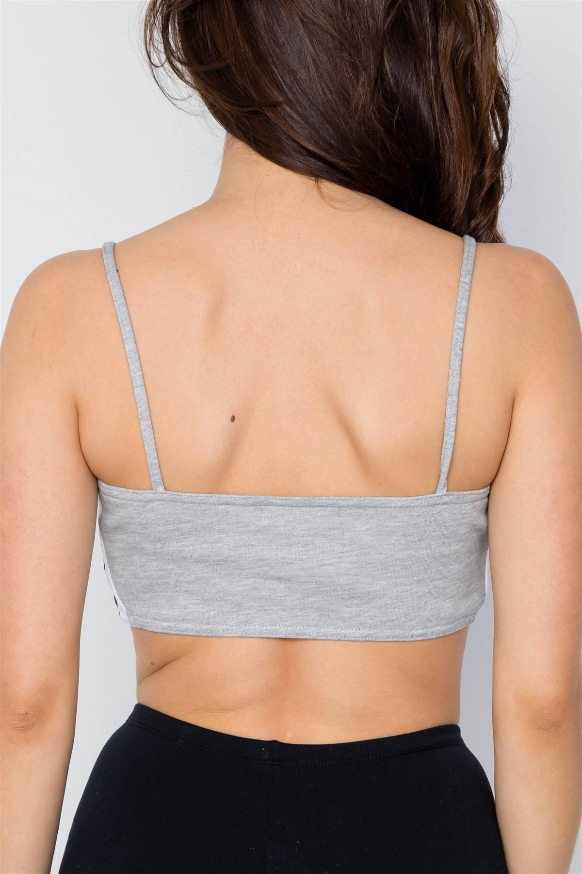 Heather Grey Cami Strap Contrast Crop Top / 1-2-2-1