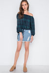 Green Plaid Off-The-Shoulder Top /2-2-3