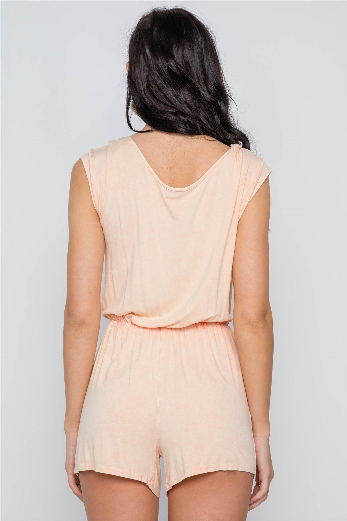 Light Peach Plunging Neckline Romper /3-3