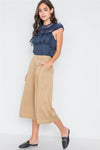 Khaki High Waist Cropped Wide Leg Pants /3-2-1