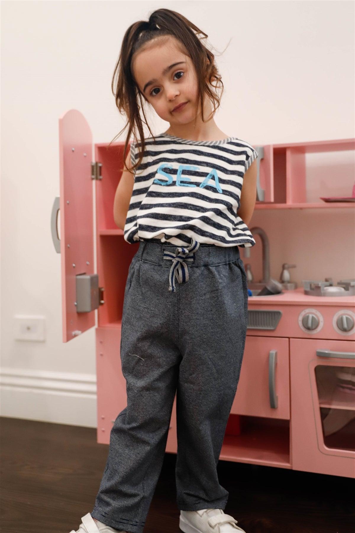 Toddler Girls Navy Stripe Cotton Pants /2-2-2-2