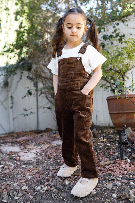 Girls Dark Brown Cotton Velvet Overall /1-2-2-1