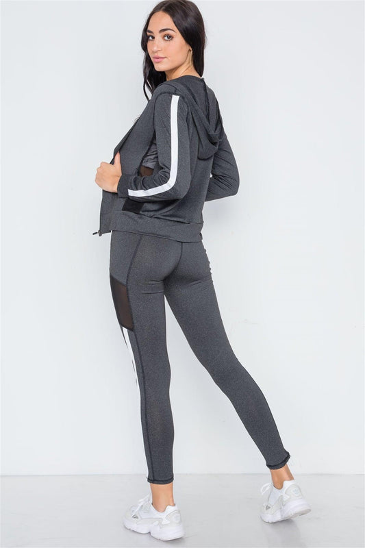 Charcoal Grey Active Two Piece Legging Jacket Set /4-3