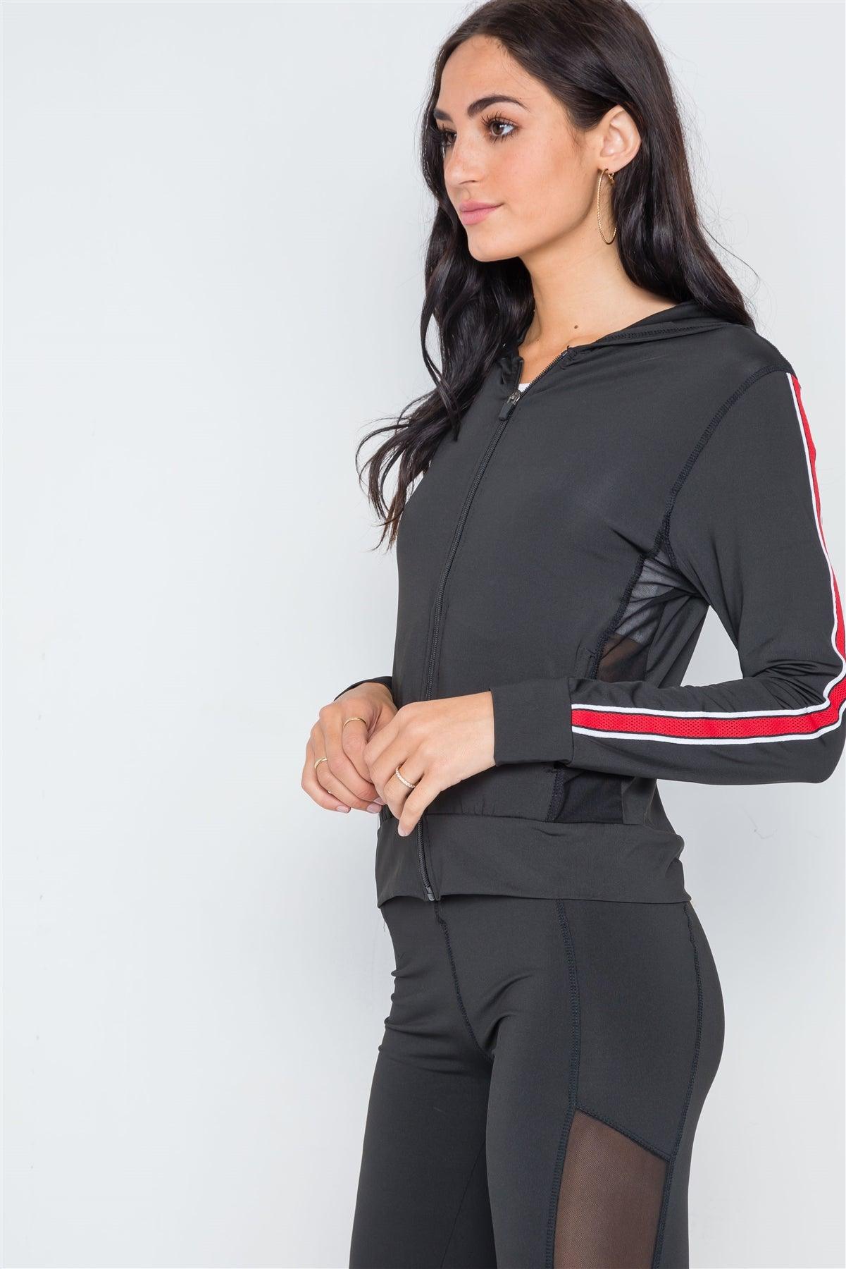 Black Active Two Piece Legging Jacket Set /3-3