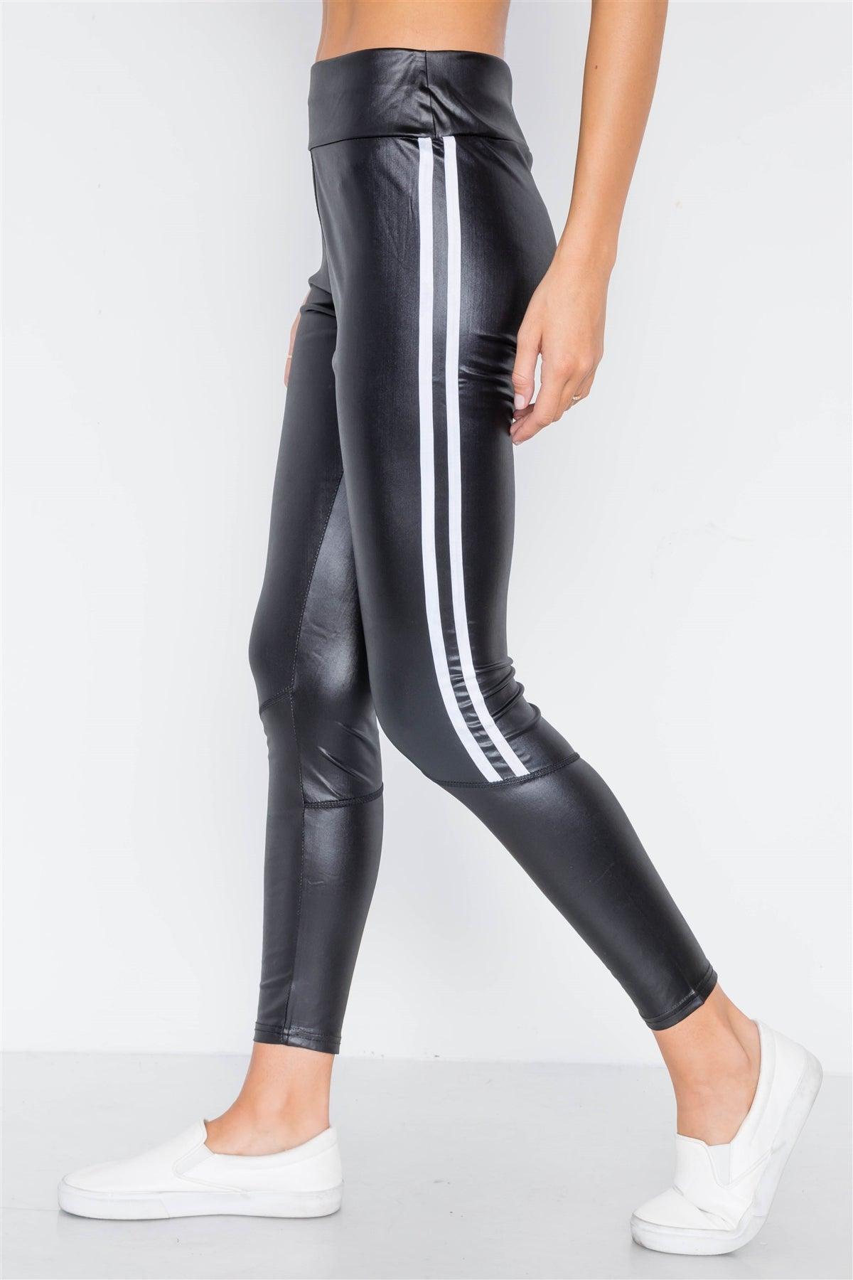 Black White Contrast Trim Set Jacket Leggings /3-2