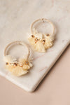 Ivory Beaded Hoop Tassel Earrings /3 Pairs - Tasha Apparel Wholesale