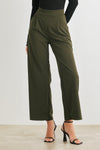 Olive Two Pocket High Waist Wide Leg Pants /3-2-3 - Tasha Apparel Wholesale