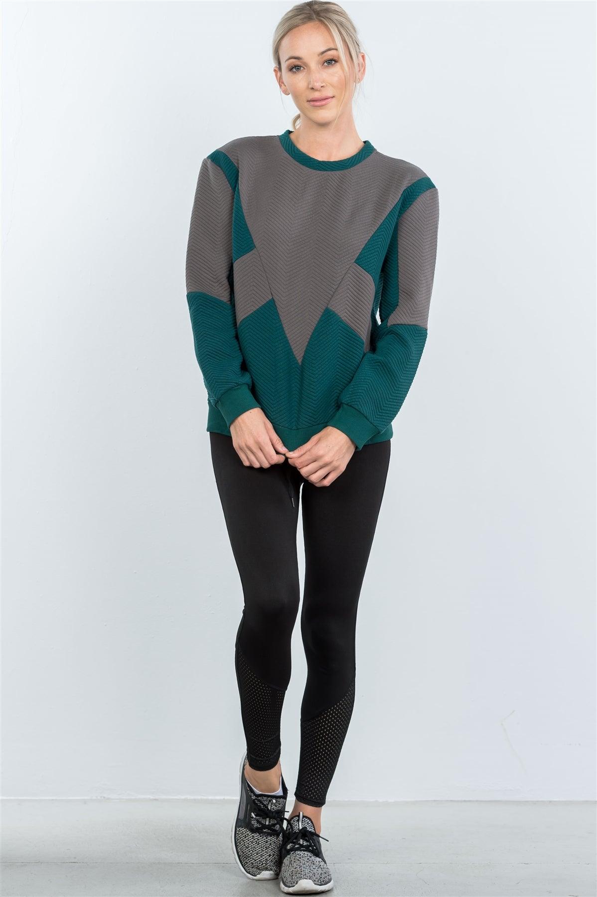 Teal Chevron Texture Pattern Sweater / 2-1