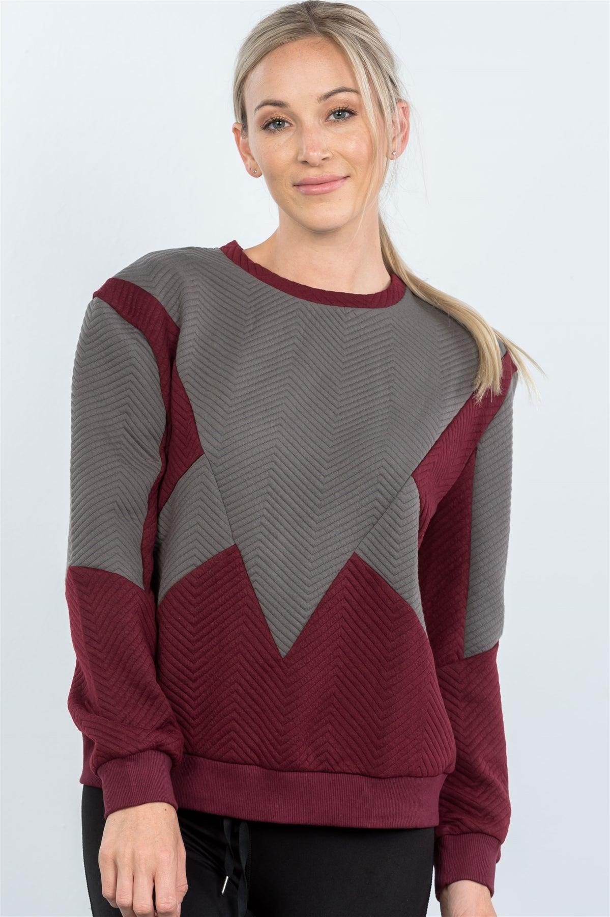 Wine Chevron Texture Pattern Sweater / 2-2-2