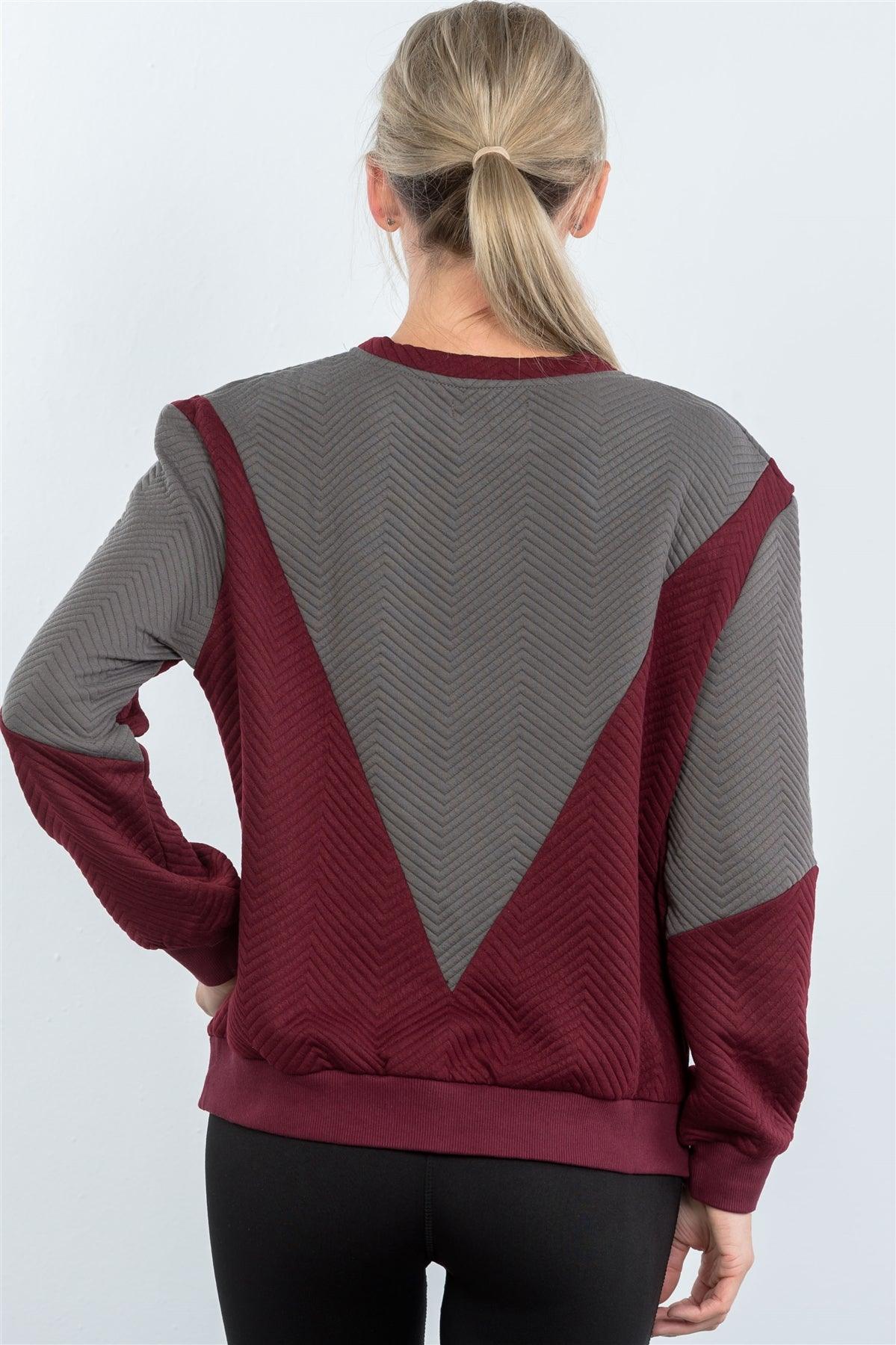 Wine Chevron Texture Pattern Sweater / 2-2-2