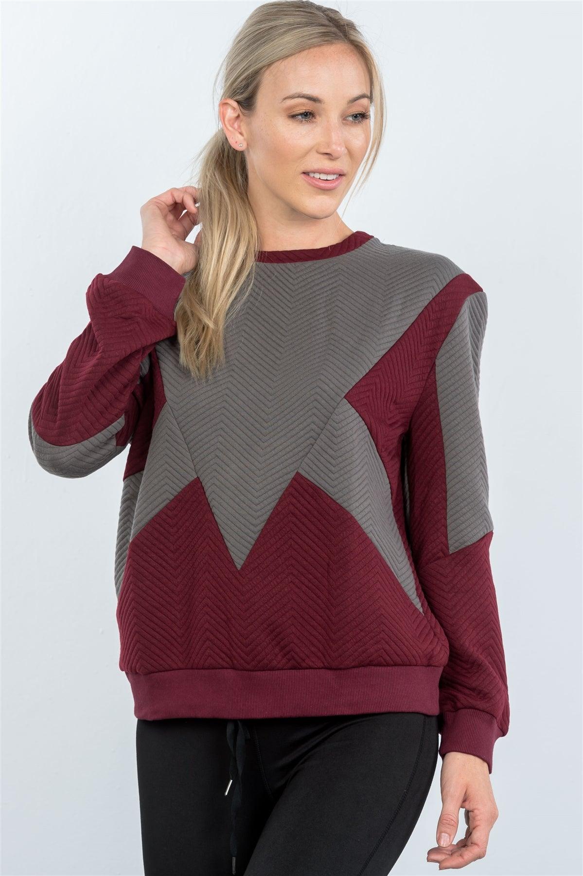 Wine Chevron Texture Pattern Sweater / 2-2-2