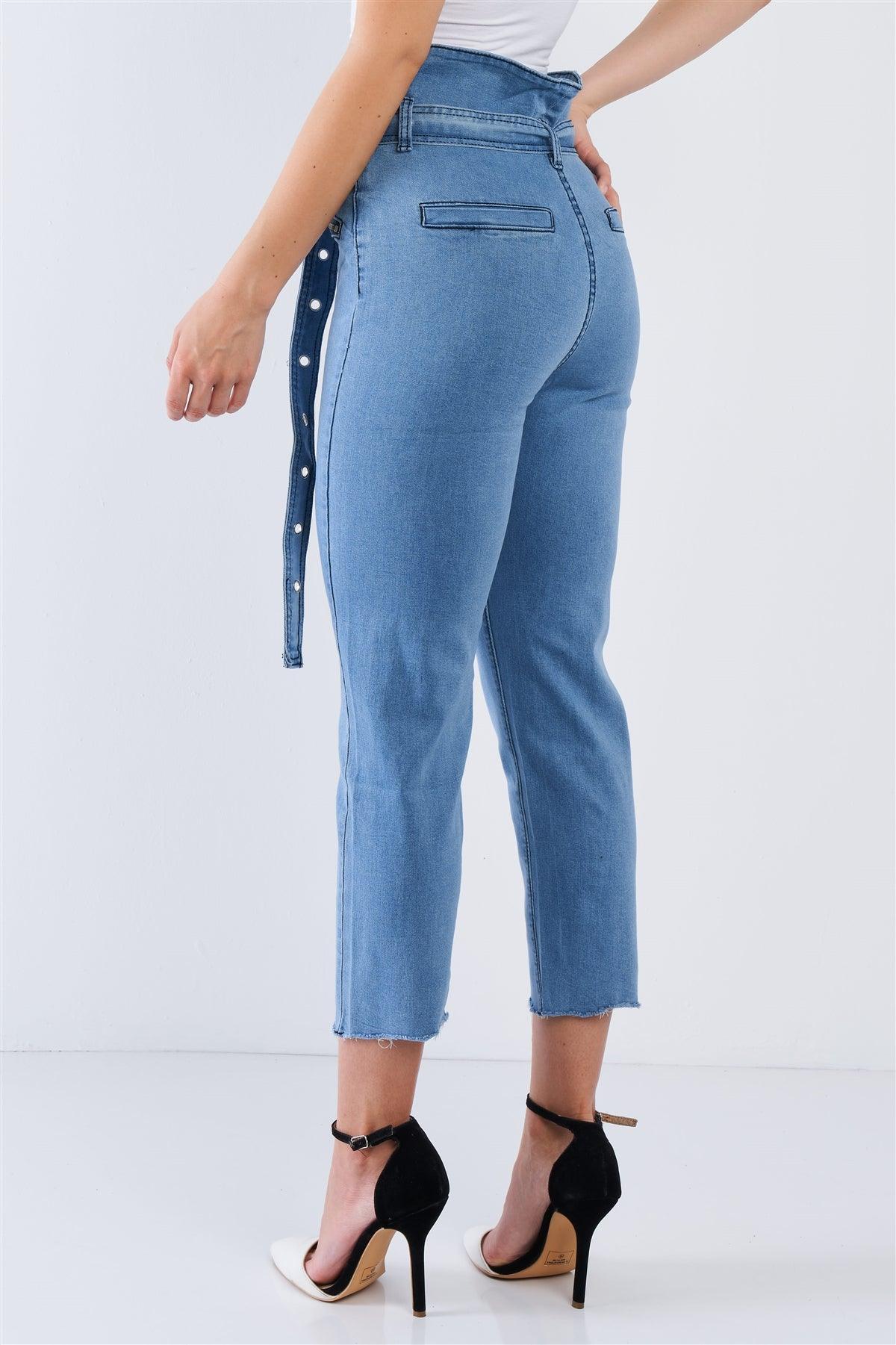 Light Denim High Waisted Tapered Jeans /2-2-2