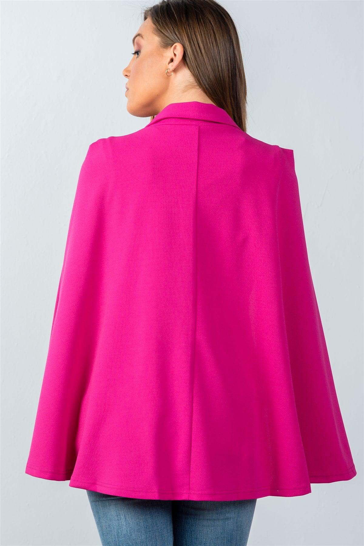 Magenta Double Breasted Cape Blazer / 2-2-2