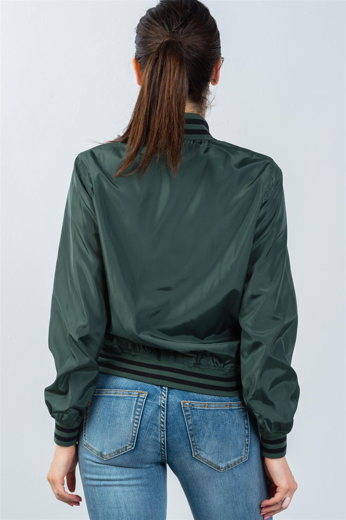 Dark Green Patch Bomber Jacket / 2-2-2