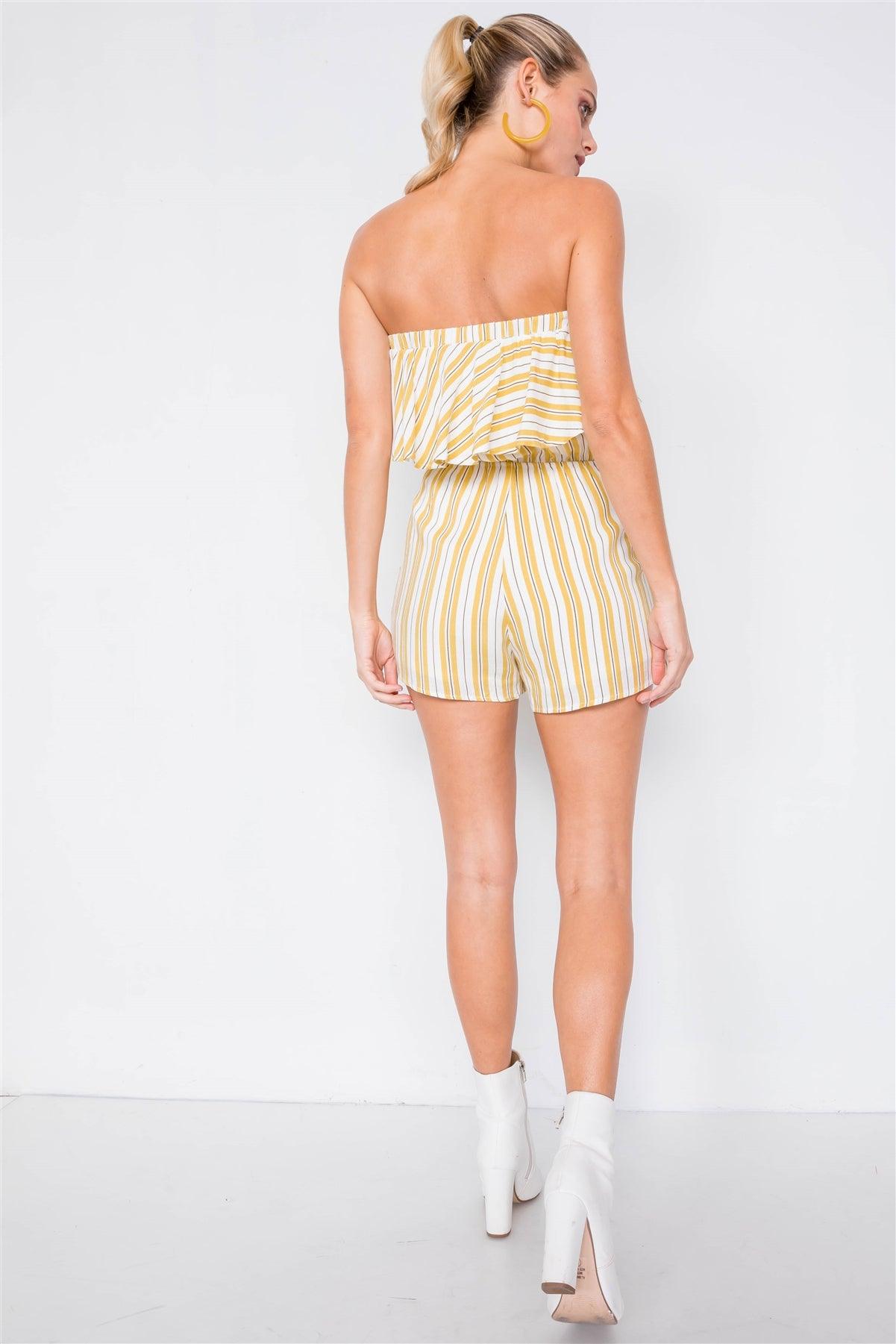 Lime Sleeveless Striped Bow Romper /3-1-1