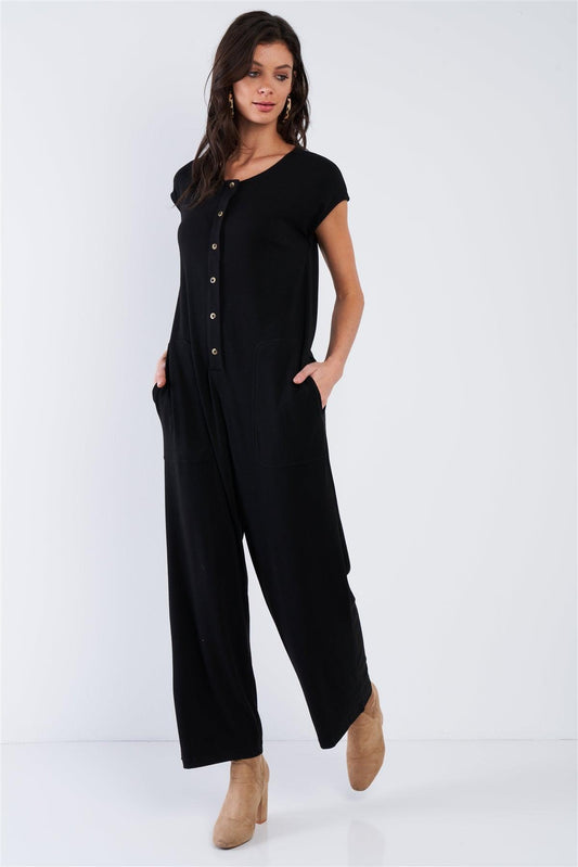 Black Button Up Jumpsuit / 2-2-2