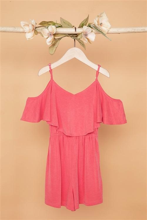 Girls Mauve Cold Shoulder Cami Romper