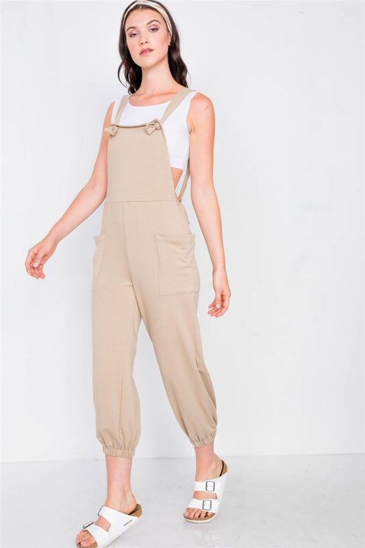 Coffee Casual Cinched Adjustable Overalls  /2-2-2