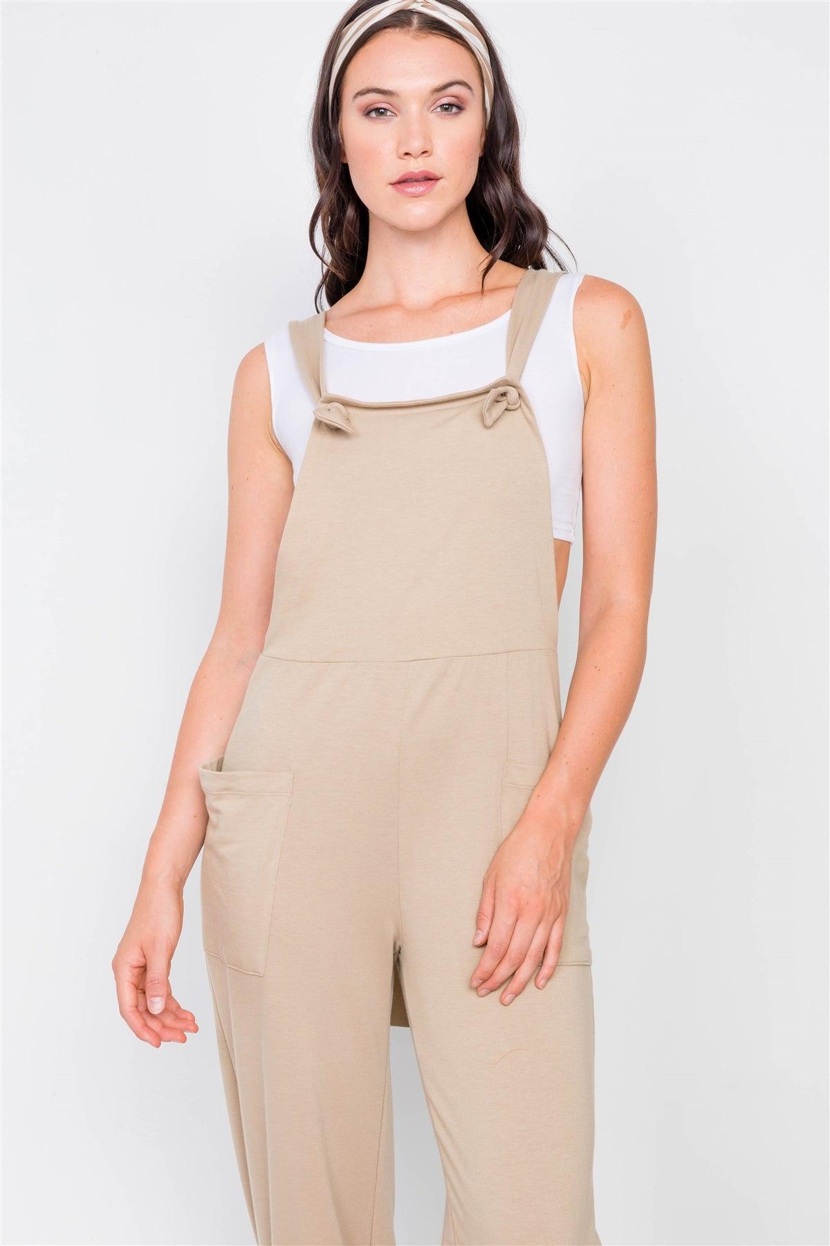 Coffee Casual Cinched Adjustable Overalls  /2-2-2