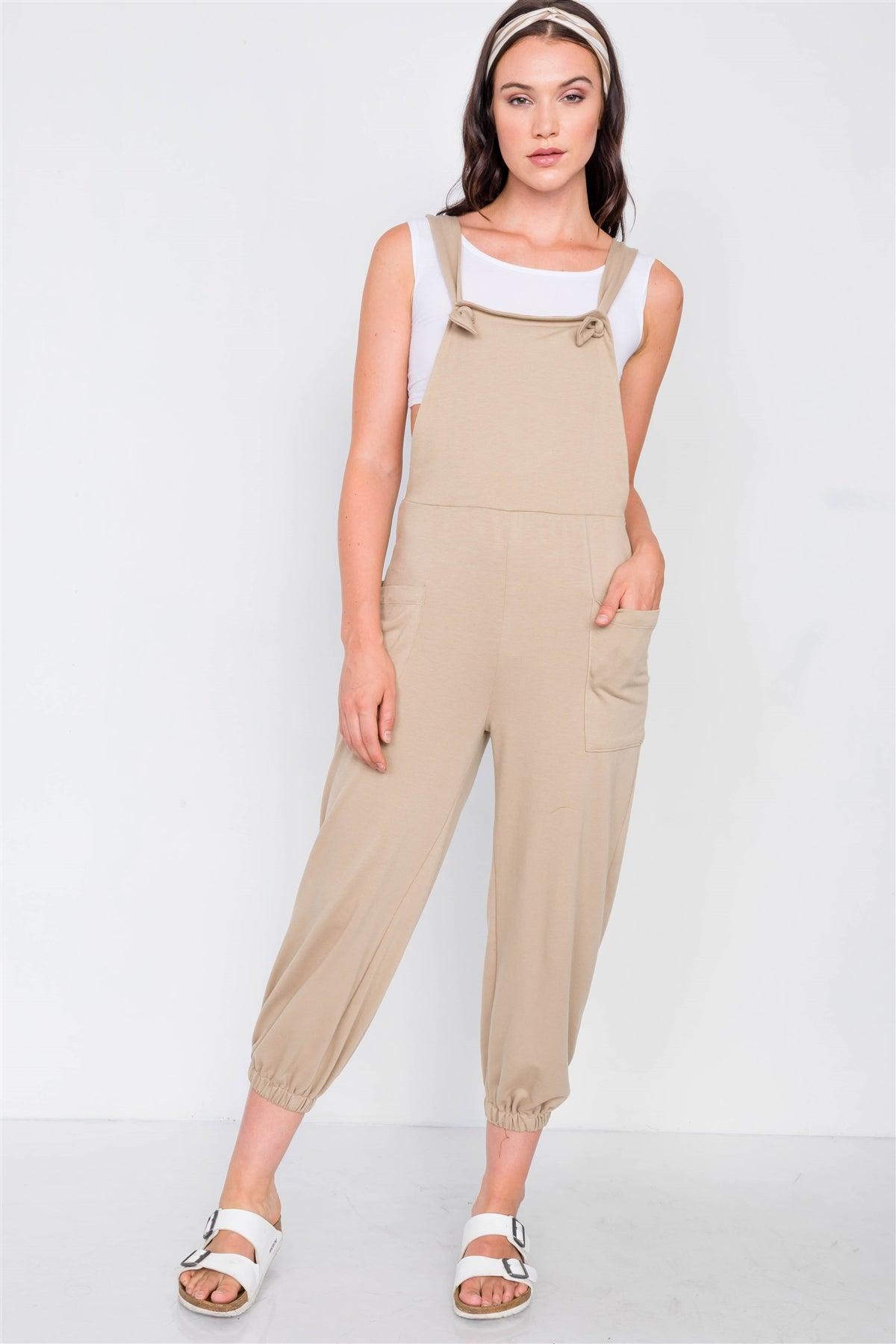 Coffee Casual Cinched Adjustable Overalls  /2-2-2