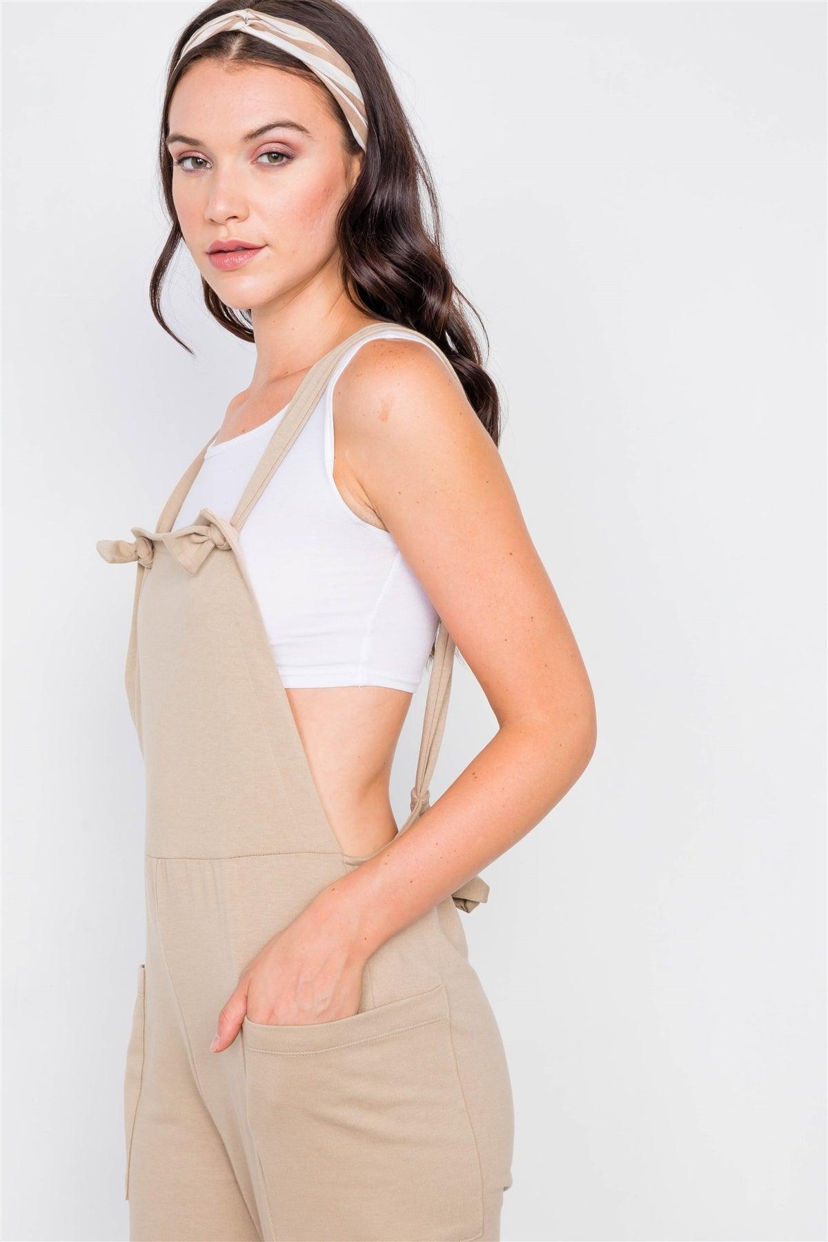 Coffee Casual Cinched Adjustable Overalls  /2-2-2