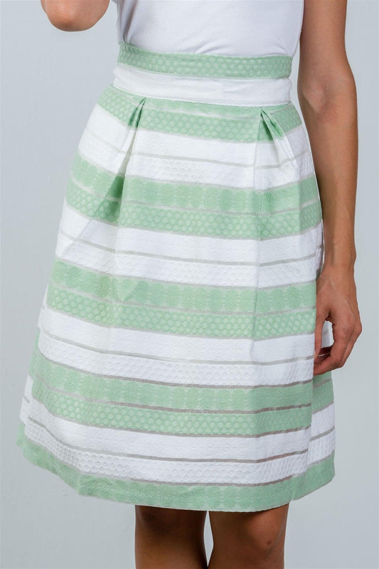 Mint Sheer Stripe Midi Skirt / 2-2-2