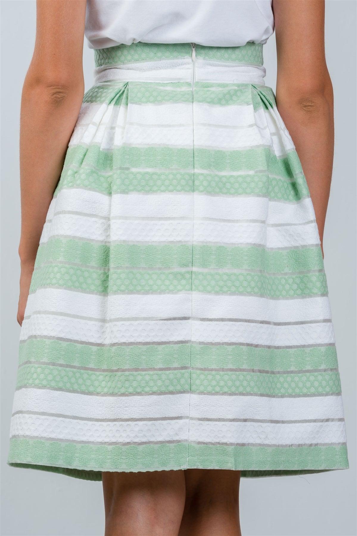 Mint Sheer Stripe Midi Skirt / 2-2-2