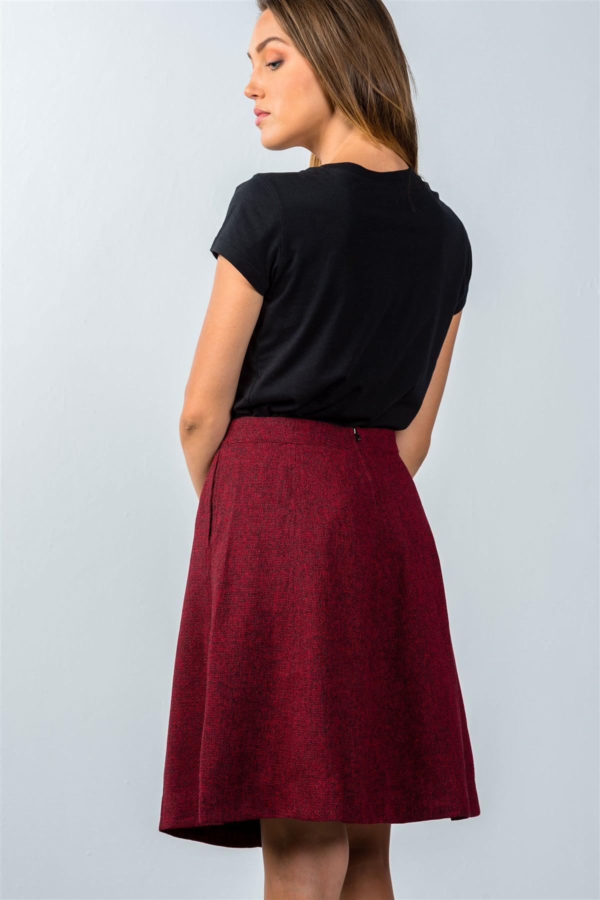 Burgundy Knit Knee-Length Skirt / 2-2-2