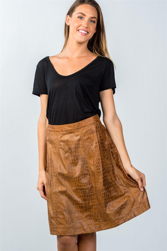 Brown Animal Print Mini Skirt / 2-1-1